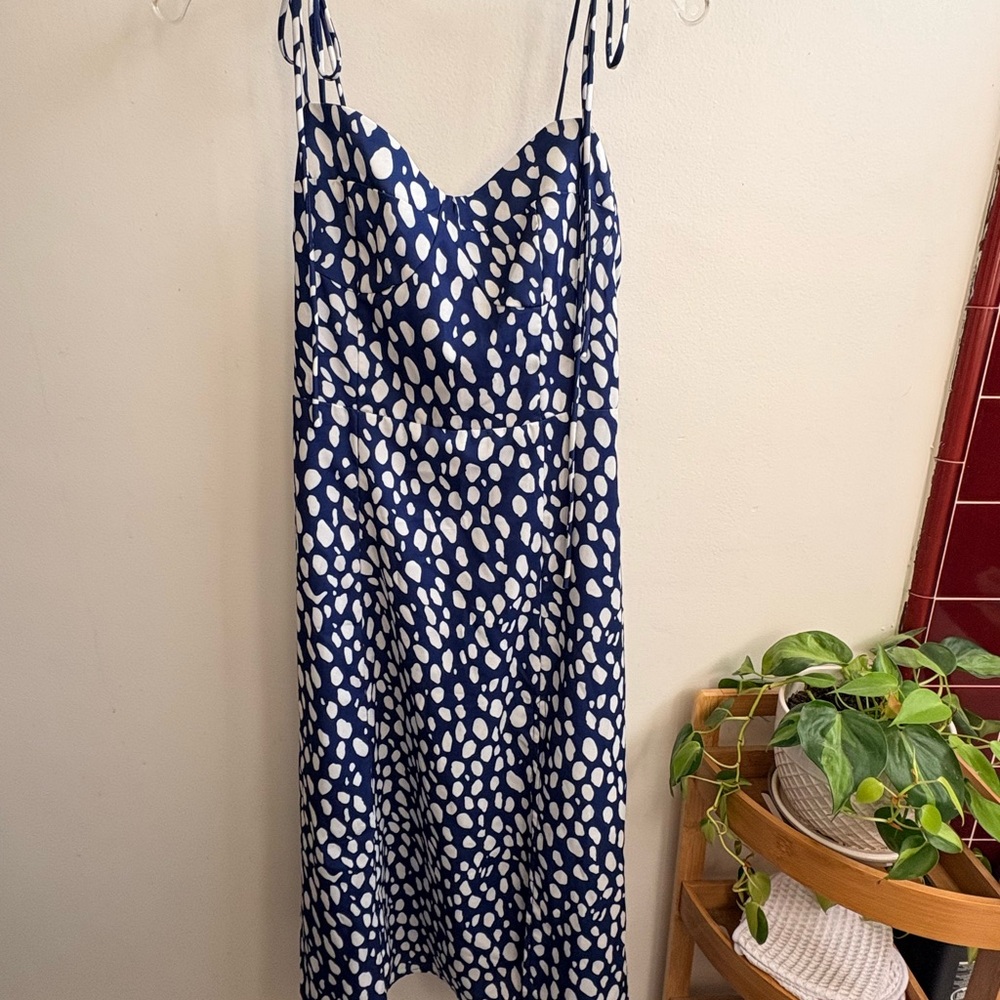 Commense Blue and White Polka Dot Dress
